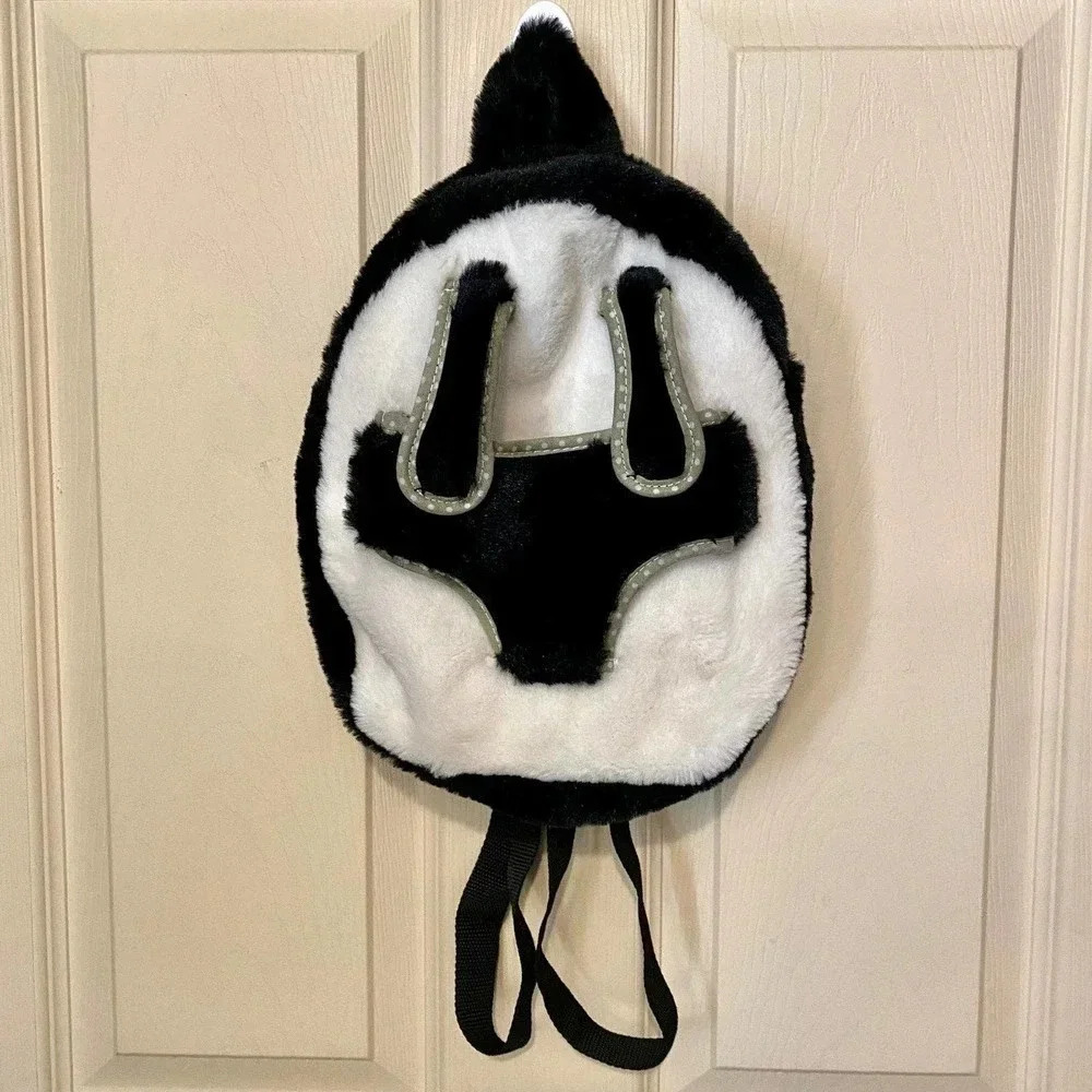 Cute and Soft Black and White Mini Fur Backpack